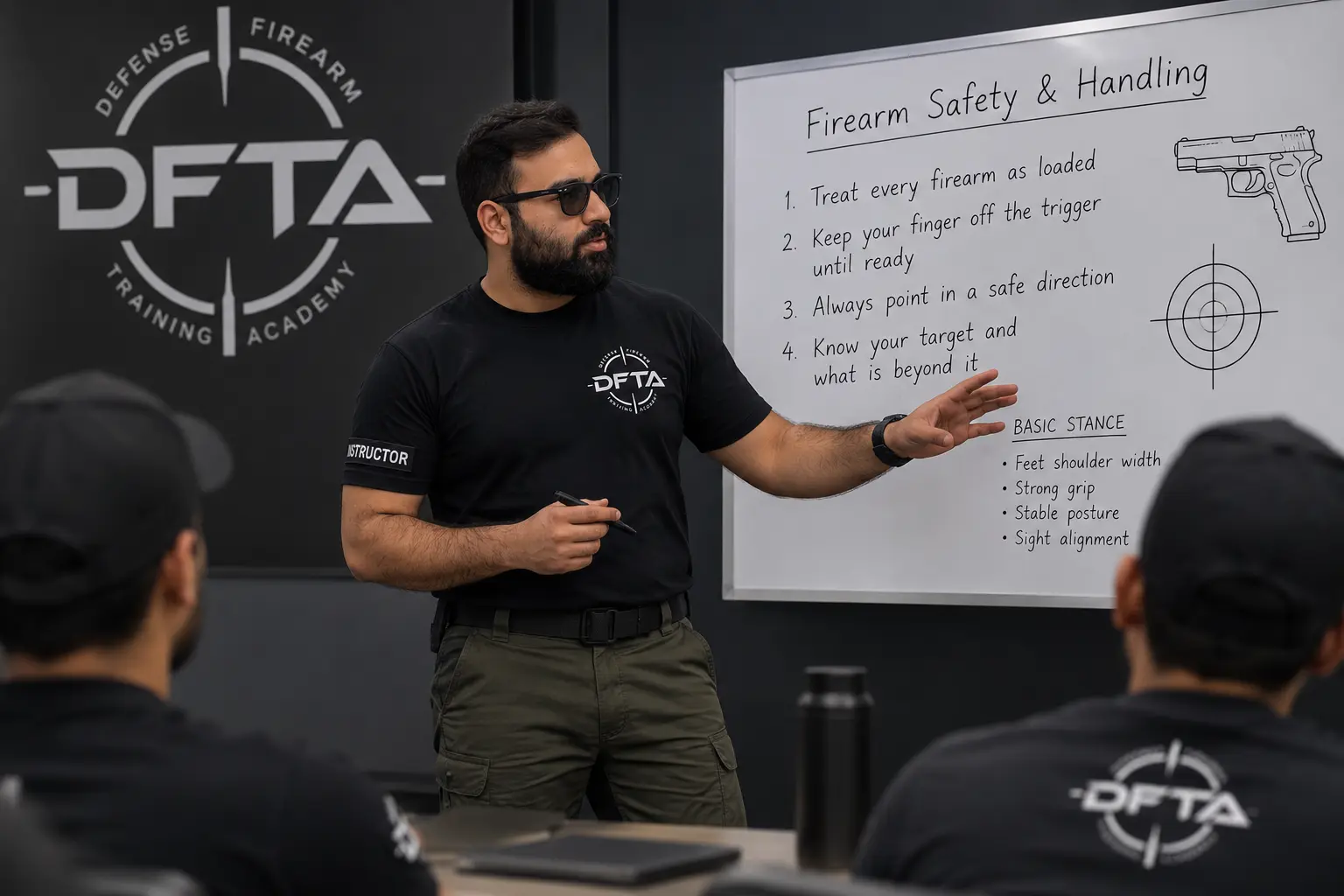 DFTA classroom session covering firearm safety and handling